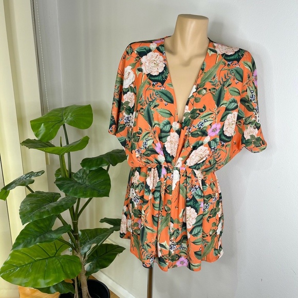 Sheike Orange Floral Playsuit Size 8 - Picture 3 of 12